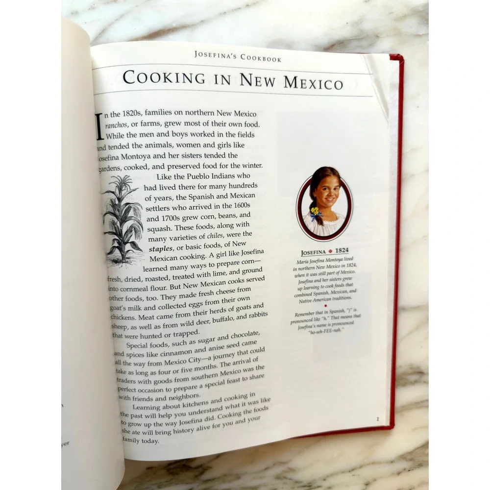 Vintage 1998 American Girl Josefina's Cookbook Pleasant Company Hardcover